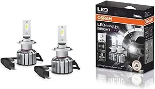 OSRAM LEDriving® HL BRIGHT، ≜ H7/H18، مصابيح LED عالية/منخفضة الشعاع، غير ECE، سطوع أكثر بنسبة 300%، 6000K، للطرق الوعرة فقط، صندوق قابل للطي معلق (مصباحان)