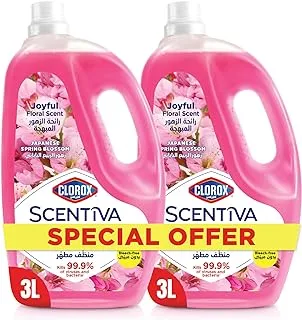 Clorox Scentiva Multipurpose Disinfectant Floor Cleaner, Japanese Spring Blossom, Dual Pack 3L