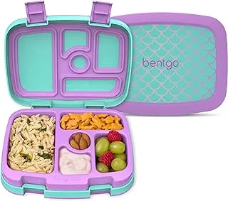 Bentgo® Kids Prints Leak-Proof, 5-Compartment Bento-Style Kids Lunch Box - Ideal Portion Sizes for Ages 3 to 7 - BPA-Free, Dishwasher Safe, Food-Safe Materials (Mermaid Scales)