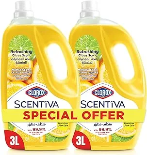 Clorox Scentiva Disinfectant Floor Cleaner 3L Dual Pack Madagascar Citrus Grove, Bleach Free