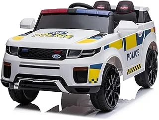 DORSA Ride on Kids Nissan GT Style Sports Police Brezza Car with Parental RC White