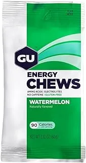 GU Energy Chews Gummies with Electrolytes, 12 Bags (24 Servings Total) (Watermelon)