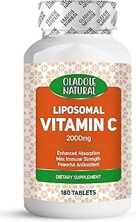 Oladole Natural Liposomal Vitamin C 1000mg- 60 Tablets | Boosts Energy, Supports Skin Health & Vitality, Boost Immunity, Antioxidant Power, Supports Bone Function| Non-GMO, Gluten-Free