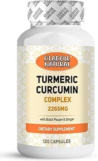 Oladole Natural Turmeric Curcumin Complex 2265MG - (120) Capsules | Enhanced Absorption Powerful Antioxidant, Joint Health, Heart & Digestive Health, Muscle & Cognitive Support| Non-GMO, Gluten Free