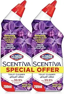 Clorox Scentiva Toilet Cleaner Dual Pack 709 ml, Tuscan Lavender, Bleach Free, Kills 99.9% of Viruses and Bacteria