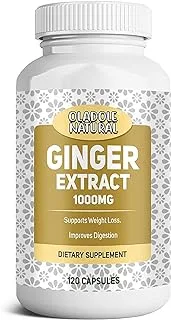 Oladole Natural Ginger Extract- 1000mg (120 Capsules) | Digestive Aid, Immune Booster, Maintain joint Health & Comfort, Supports Metabolic Function, Potent antioxidant & Boost Energy | Non- GMO