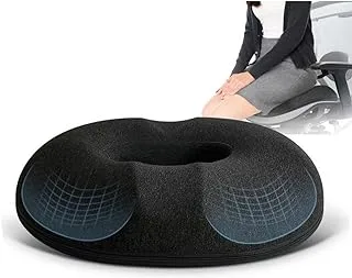 SKY-TOUCH Memory Foam Seat Cushion, Donut Pillow Pain Relief for Prostate, Pregnancy, Coccyx Pain, Surgery, Sciatica, Car Home Office Seat Cushions Black