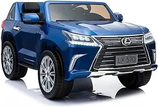 DORSA مرخص للأطفال Lexus LX570 الإصدار المميز للموسيقى، USB والضوء | سيارة كهربائية للأطفال الصغار تعمل بالبطارية للأطفال من سن 2 إلى 7 سنوات (أزرق معدني)