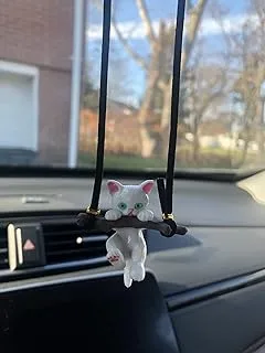 KASTWAVE Car Pendant, Cute Swing Cat, Rear View Mirror Accessories, Car Mirror Hanging Decorations for Rearview Mirror, Cute Car Ornament, Charm, Pendant, etc for Your Car