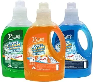 VCARE Laundry Detergent Liquid | 2 Litre - Pack of 3 - Assorted |Advanced Cleaning Power | Long-Lasting Fragrance | Suitable for All Washing Machines