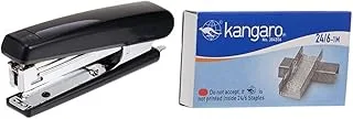 Deli E0221 Stapler, 55 mm, Assorted Color & Kangaro KA24/61 M No. 24/6 Staples – Pack of 1000