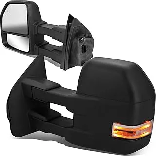 DNA Motoring Black Smoked Lens TWM-058-T666-BK- Powered w/LED Turn Signal Side Towing Mirror Replacement