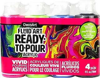 DecoArt Fluid Art Ready-to-Pour Set 4Oz, 4-Piece Neon Blast Value Pack