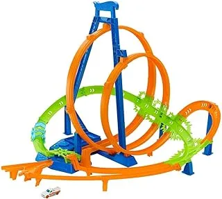 مجموعة مسارات Hot Wheels® مع 5 مناطق اصطدام ومعزز بمحرك وسيارة Hot Wheels® واحدة