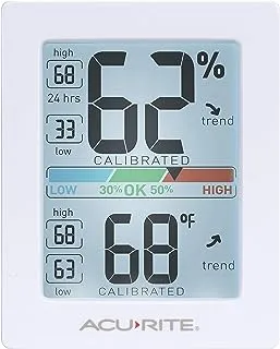 AcuRite Pro Humidity Meter & Thermometer with Touch Activated Backlight, White