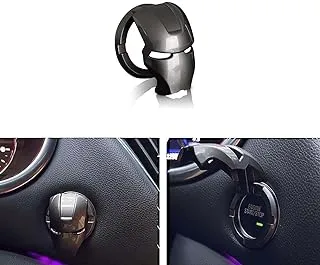 Showay 1pcs Car Engine Start/Stop Button Protection Cover Auto Engine Ignition Start Stop Button Replacement-Start Stop Trim Protector Key Ring Circle Cover 3D Iron Man Car Interior Accessory