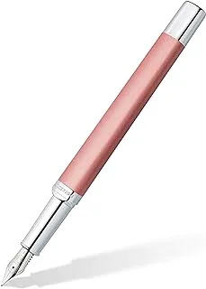 قلم حبر Staedtler Triplus 474 F وردي مشع، غلاف معدني عالي الجودة بشكل مثلث مريح، طرف فولاذي F، مع خرطوشة حبر زرقاء 474 F20-3