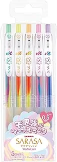 Zebra Sarasa Clip 0.5mm Ballpoint Pen, Marble Color 5 Colors Set (JJ75-5C-MB)