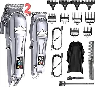 COOLBABY Professional Men's Hair Clipper Hair Cutting Kit And Zero Gap T-blade Clipper Combination Cordless Hair Clipper Set, LED Display Self-cutting Machine