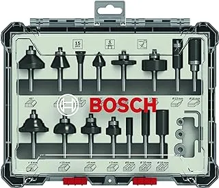 Bosch Professional 2607017471 15-Piece Set Wood Router Bit Set for 6mm Shank Router