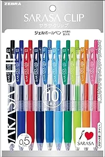 ã‚¼ãƒ–ãƒ©(ZEBRA) Zebra Sarasa Push Clip Gel Ink Pen - 0.5 mm - 10 Color Set