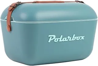 Polarbox 20L Classic Cooler Box with Leather Strap, Blue & Marine Rose | Rigid Thermal Insulated Ice Box for Beach, Picnic & Party | Convertible Lid & Polypropylene Insulation