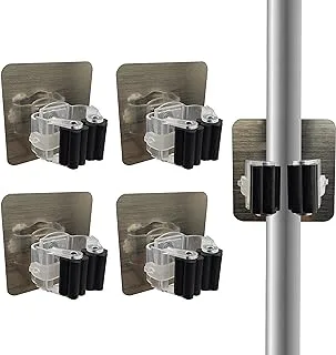 Broom Mop Holder, 4 Pack Broom Gripper Holds Self Adhesive Reusable No Drilling Super Anti-Slip, Wall Mounted Storage Rack Storage & Organization Your Home, Kitchen Wardrobe