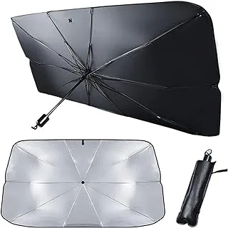 Enew Car Windshield Sun Shade Umbrella, Foldable Car Umbrella Sunshade Cover Protect Vehicle from UV Sun, Easy to Store and Use, Fit Most Vehicle for Auto Windshield Covers Trucks Cars