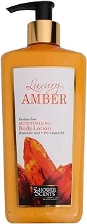 Shower Scents Luxury Amber Paraben-Free Moisturizing Body Lotion with Hyaluronic Acid, Pro-Vitamin B5, Vitamin E and UV Protection 312ml