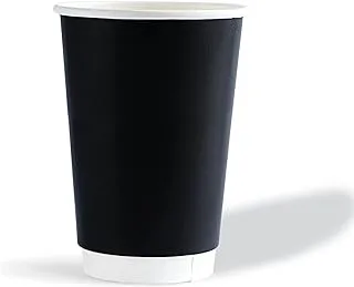 Bony Packaging Heavy Duty Double Wall Paper Cups 50-Pack, 12 oz Capacity, Black/White