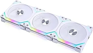 حزمة ثلاثية من Lian Li UNI Fan SL120 V2 RGB باللون الأبيض مع وحدة تحكم - UF-SL120V2-3W (V2)