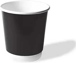 Bony Packaging Heavy Duty Double Wall Paper Cups 50-Pack, 8 oz Capacity, Black/White