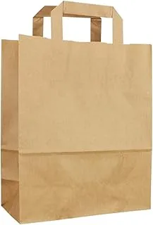 Bony Packaging Kraft Paper Bag with Flat Handle 10-Pieces, 27 cm x 31 cm x 12 cm Size, Brown