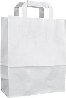 Bony Packaging Kraft Paper Bag with Flat Handle 10-Pieces, 27 cm x 31 cm x 12 cm Size, White