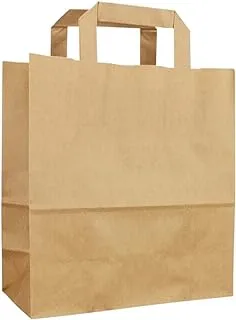 Bony Packaging Kraft Paper Bag with Flat Handle 50-Pieces, 33 cm x 34 cm x 18 cm Size, Brown