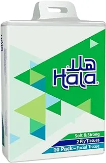 Hala PE 160 Sheets Soft and Strong Facial Tissues Value Pack, 10-Pack