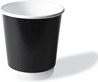 Bony Packaging Heavy Duty Double Wall Paper Cups 50-Pack, 7 oz Capacity, Black/White