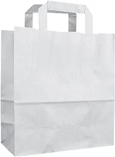 Bony Packaging Kraft Paper Bag with Flat Handle 25-Pieces, 33 cm x 34 cm x 18 cm Size, White