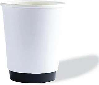 Bony Packaging Heavy Duty Double Wall Paper Cups 50-Pack, 8 oz Capacity, White/Black