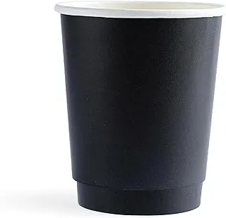 Bony Packaging Heavy Duty Double Wall Paper Cups 50-Pack, 8 oz Capacity, Black