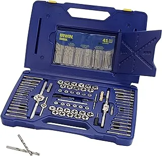 IRWIN Tools Hanson Machine Screw/Fractional/Metric Tap and Hex Die and Drill Bit Deluxe Set, 117 Piece 26377, Silver/Blue