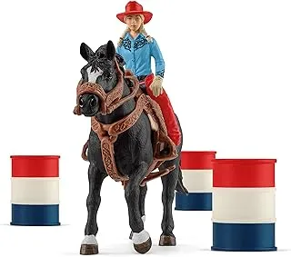 Schleich Farm World 7-Piece Rodeo Toy Playset for Kids, Barrel Racing Fun with Cowgirl and Horse Figurine, Ages 3+