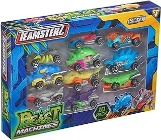 Teamsterz Beast Machine Dino Car Play Set | 10 Die-Cast Dinosaur Cars Included | Two Assortments Available With One Supplied At Random | 10 Pack Car Set | Dino Gifts For Boys And Girls Aged 3+