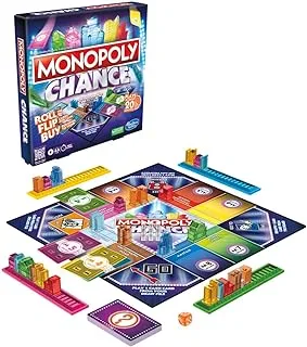 Monopoly Chance Board Game for Adults and Kids | Fast-Paced Family Party Game | Ages 8+ | 2-4 Players | 20 Mins. Average