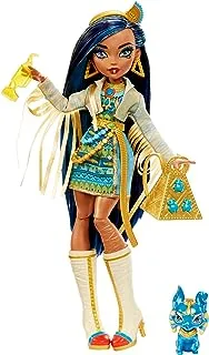 Monster High Doll, Cleo De Nile with Pet Dog, Blue Streaked Hair