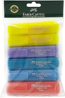 Faber-Castell Textliner,Highlighter 6pcs Assorted Colours, 3 different line widths 1, 2 and 5 mm