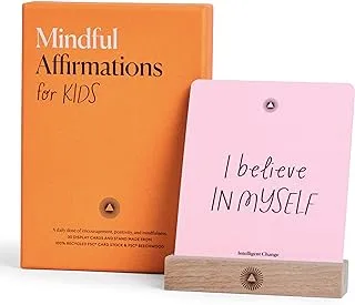 Intelligent Change Mindful Affirmation Cards for Kids, Daily Words of Inspiration, Boost Self-Esteem, Happy Inspirational Gifts, Positive Affirmation for Children, Display Stand, 30 Card Deck