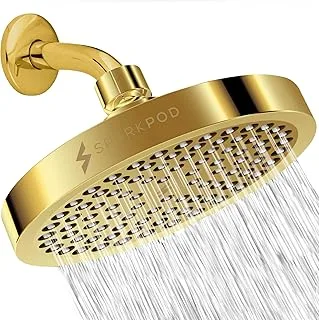 SparkPod Shower Head - High Pressure Rain - Luxury Modern Gold Look - Easy Tool Free Installation - The Perfect Adjustable Replacement For Your Bathroom Shower Heads (Modern, Gold)