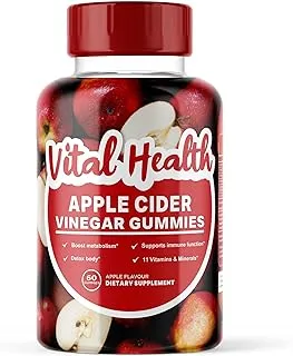 Vital Health Apple Cider Vinegar Gummies for Adults |60 Vegan Gummies | Natural Apple Flavor | Supports Healthy Digestion, Detox and Cleanse