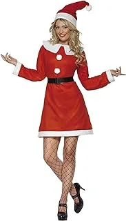 Smiffy's Women's 23171 Costumes Miss Santa Costume, Dress, Belt & Hat, Santa